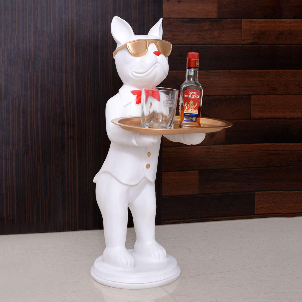 ADI_Crafts Cool Dog Showpiece with Plate for Home Décor Item | Kitchen,Bedroom,Office,Dinning Table Decorative Item -09