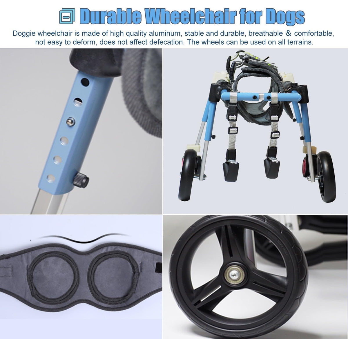 4 Wheels Dog Wheel Chair Pet Mobility Aid, XS/S/M/L/XL/XXL Full Support Assist, Doggie Wheelchair Leg Braces for Disabled Handicapped Injured Lame