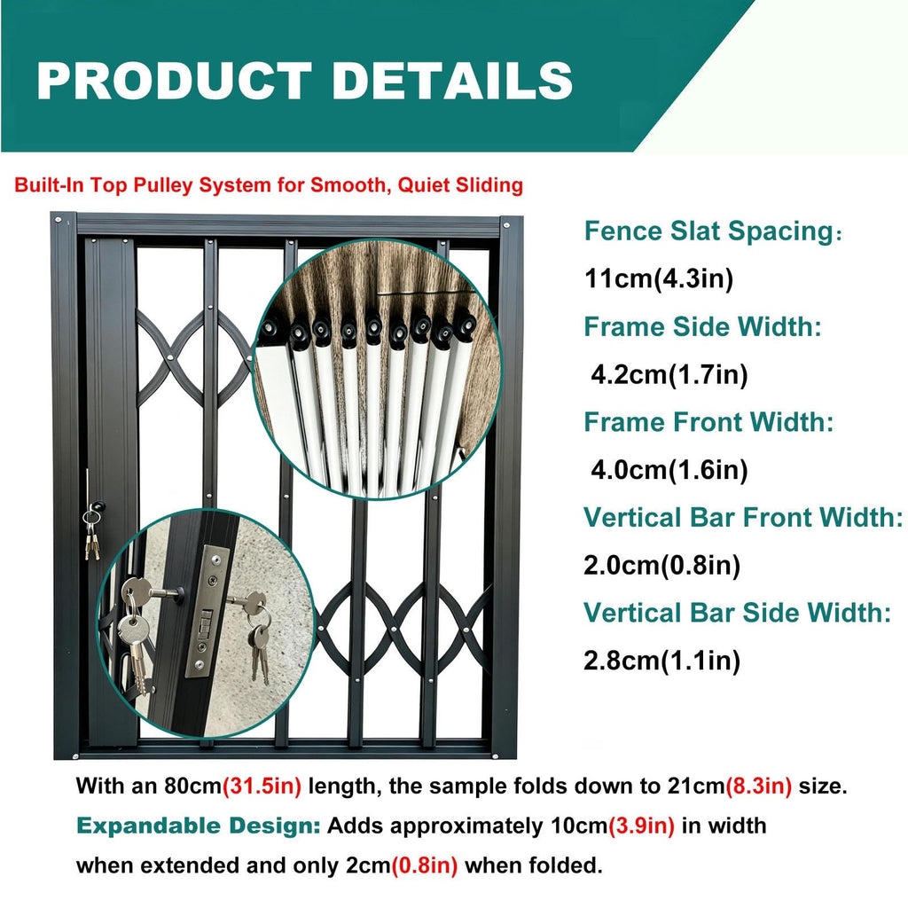 Anti Theft Heavy Duty Security Gate, Collapsible Retractable