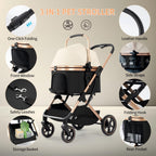 3 in 1 Pet Stroller with Detachable Carrier for Small Dogs and Cats, Khahi