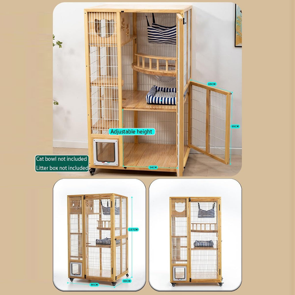 Animal Cage Cat Villa Wood Cage Extra Large Pet Home Indoor Cat Enclosure