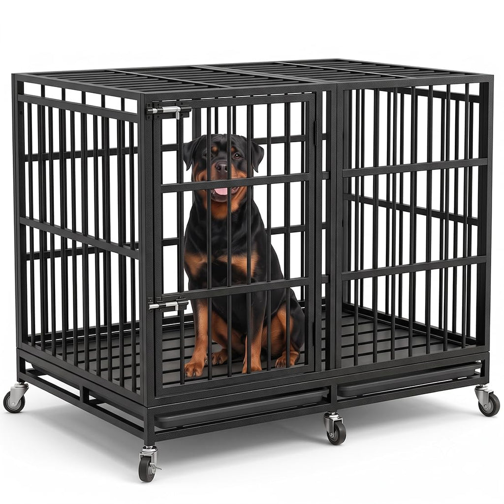 54" Heavy Duty Dog Crate, Indestructible Kennel for Giant Dogs