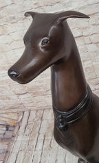 Art Deco Life Size Sitting Greyhound Dog Bronze Sculpture Marble Base Statue Artwork Sale By Think Bronze