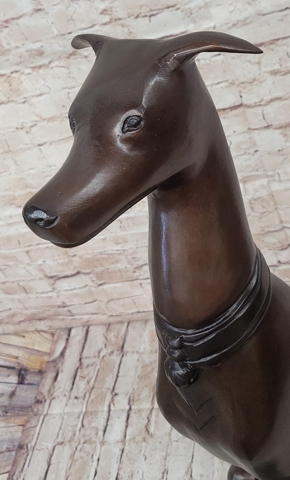 Art Deco Life Size Sitting Greyhound Dog Bronze Sculpture Marble Base Statue Artwork Sale By Think Bronze