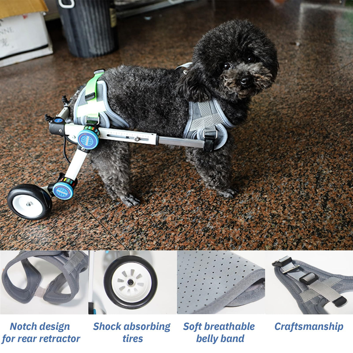 Adjustable Dog Cart, Dog Wheelchair for Back Legs, Foldable Dog Wheelchair Dog Leg Brace and Hip Support Assist Small Pets with Paralyzed Hind Limbs to Recover Their Mobility,XL