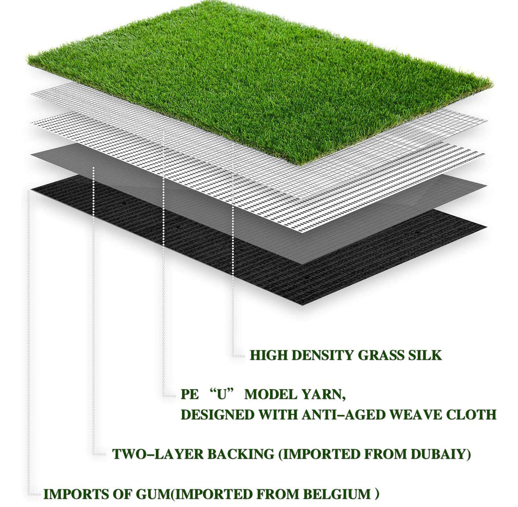 Artificial Grass for Pet Dogs 11' x 34', FREADEM Thick Synthetic Fake Grass Turf with Drain Holes, Indoor Outdoor Lawn Landscape for Gym Patio Balcony Playground Backyard, Height 1.38 Inch, Customized
