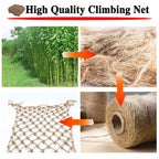 16x26FT Outdoor Safety Net - Anti-Fall Climbing & Balcony Protection, Durable Jute Hemp Rope Mesh for Kids, Pets, Trucks & Trailers, Retro Design