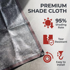 95% Aluminum Shade Cloth, 15'x33' Car/Dog Sun Reflective Aluminet tarp,Silver Reflective Sun Shade Net Cover with Grommets,Breathable,Sun/UV/Heat Blocking for Camping,RVs,with Accessories