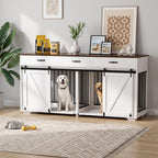 71" Double Dog Crate Furniture, White