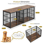 94" Double Dog Crate Furniture, TV Stand with Divider, Brown