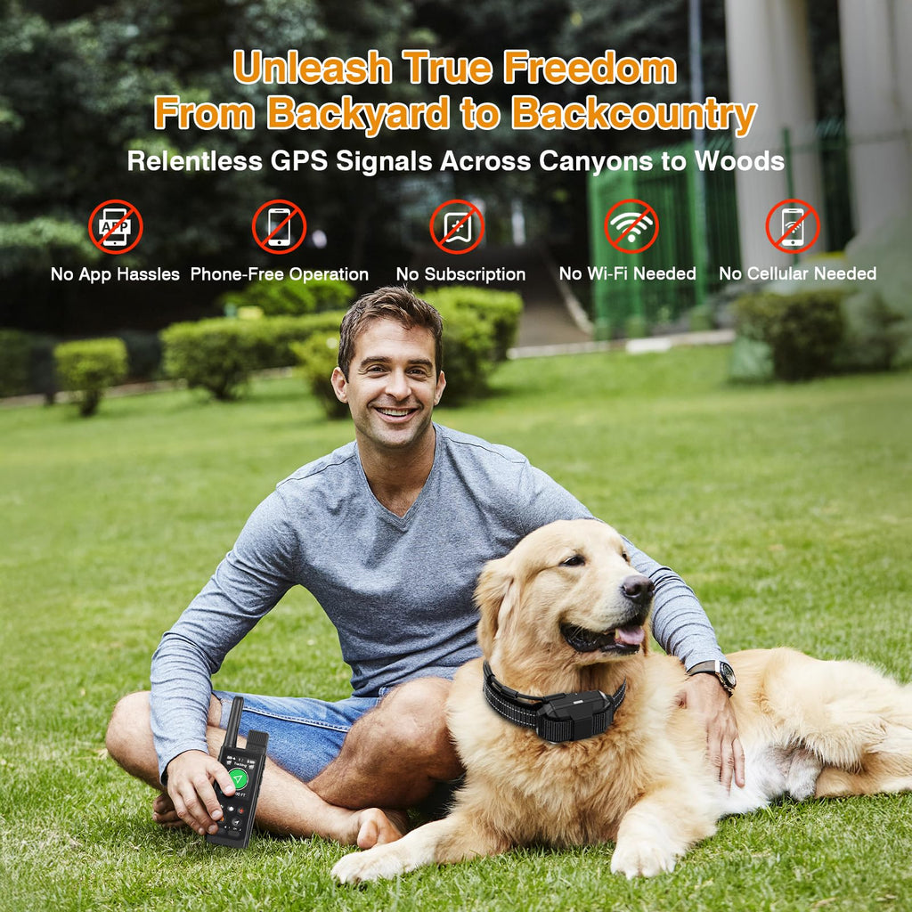3-in-1 Wireless Dog Fence, Real-Time GPS Tracker & Training Collar