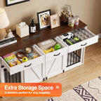 71" Double Dog Crate Furniture, White