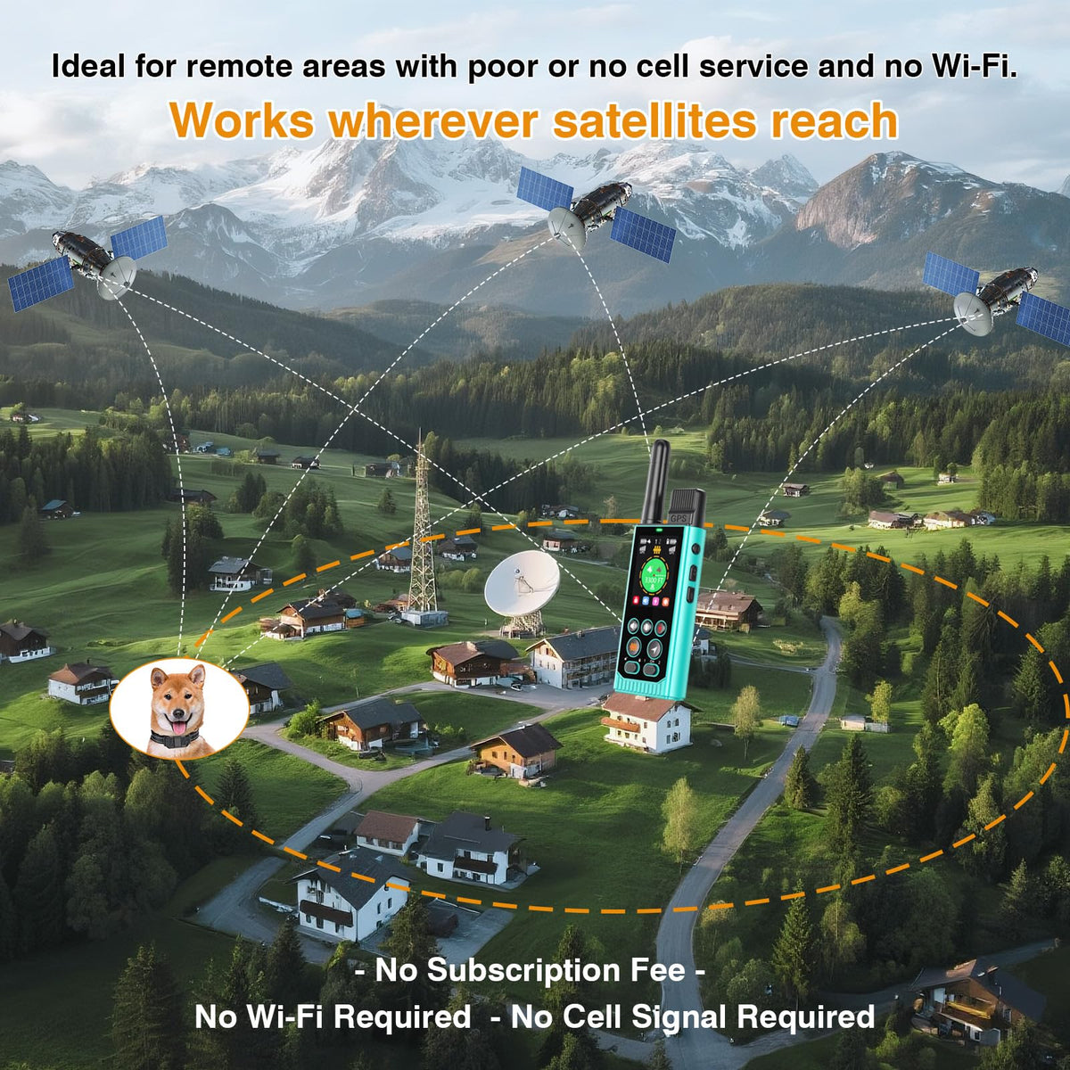 3-in-1 Wireless Dog Fence, Real-Time GPS Tracker & Training Collar