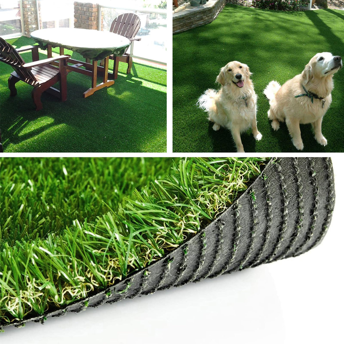 Artificial Grass Astroturf Rug 4FTx50FT(200 Square FT) Fake Grass Pet Dog Mat with Drain Holes Realistic 1.38" Pile Height Indoor Outdoor Artificial Turf Synthetic Turf Thick Faux Grass
