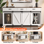 71" Double Dog Crate Furniture, White