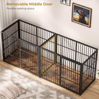 94" Double Dog Crate Furniture, TV Stand with Divider, Brown