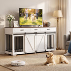 71" Double Dog Crate Furniture, White