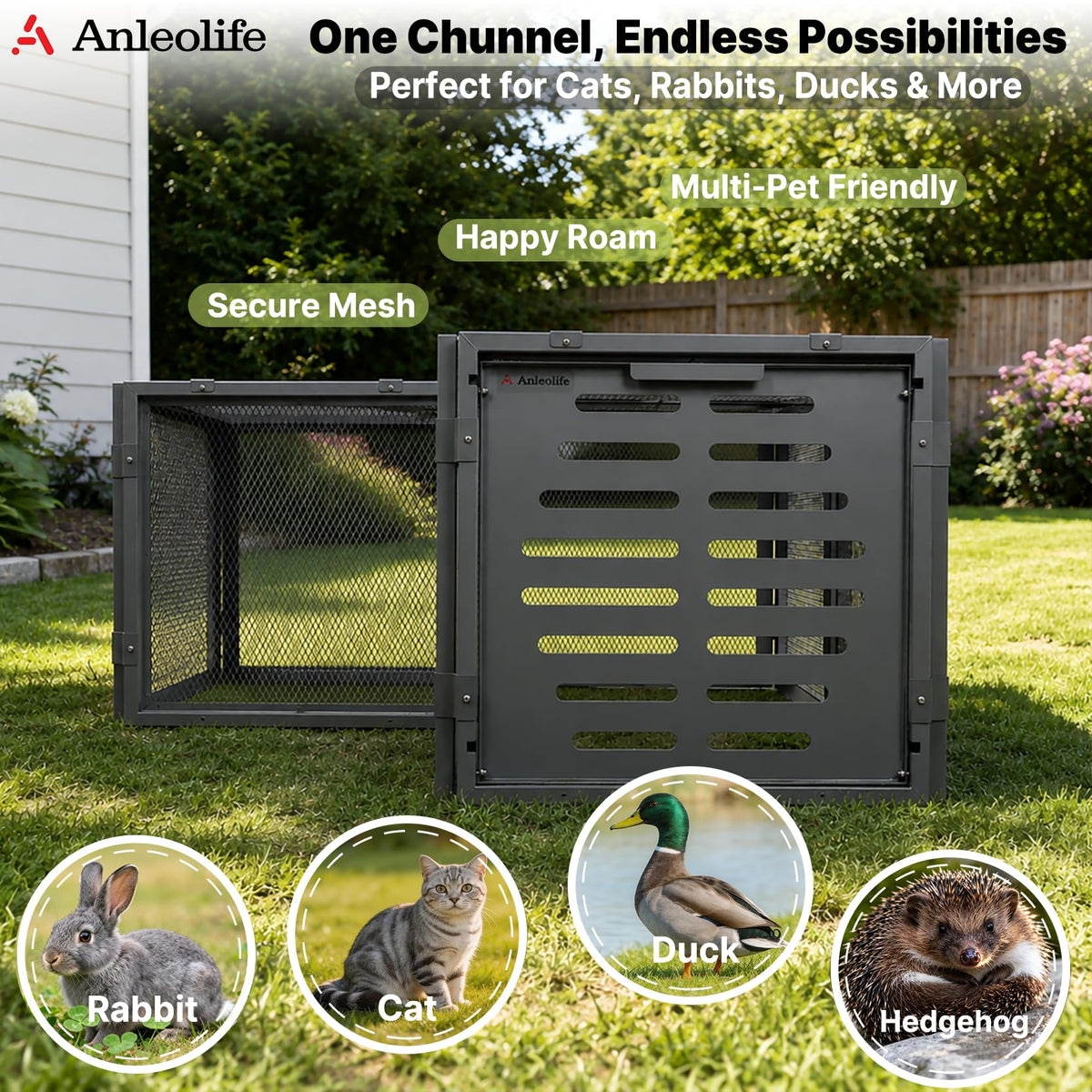 Anleolife Chicken Tunnel, Predator Proof Galvanized Modular Chicken Run