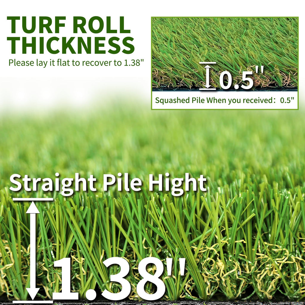 Artificial Grass Rug Indoor Outdoor, 13ft x 25ft (325 Square FT) Realistic Thick Synthetic Fake Grass Mat for Dogs, Garden Lawn Landscape Patio Grass