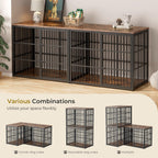 94" Double Dog Crate Furniture, TV Stand with Divider, Brown