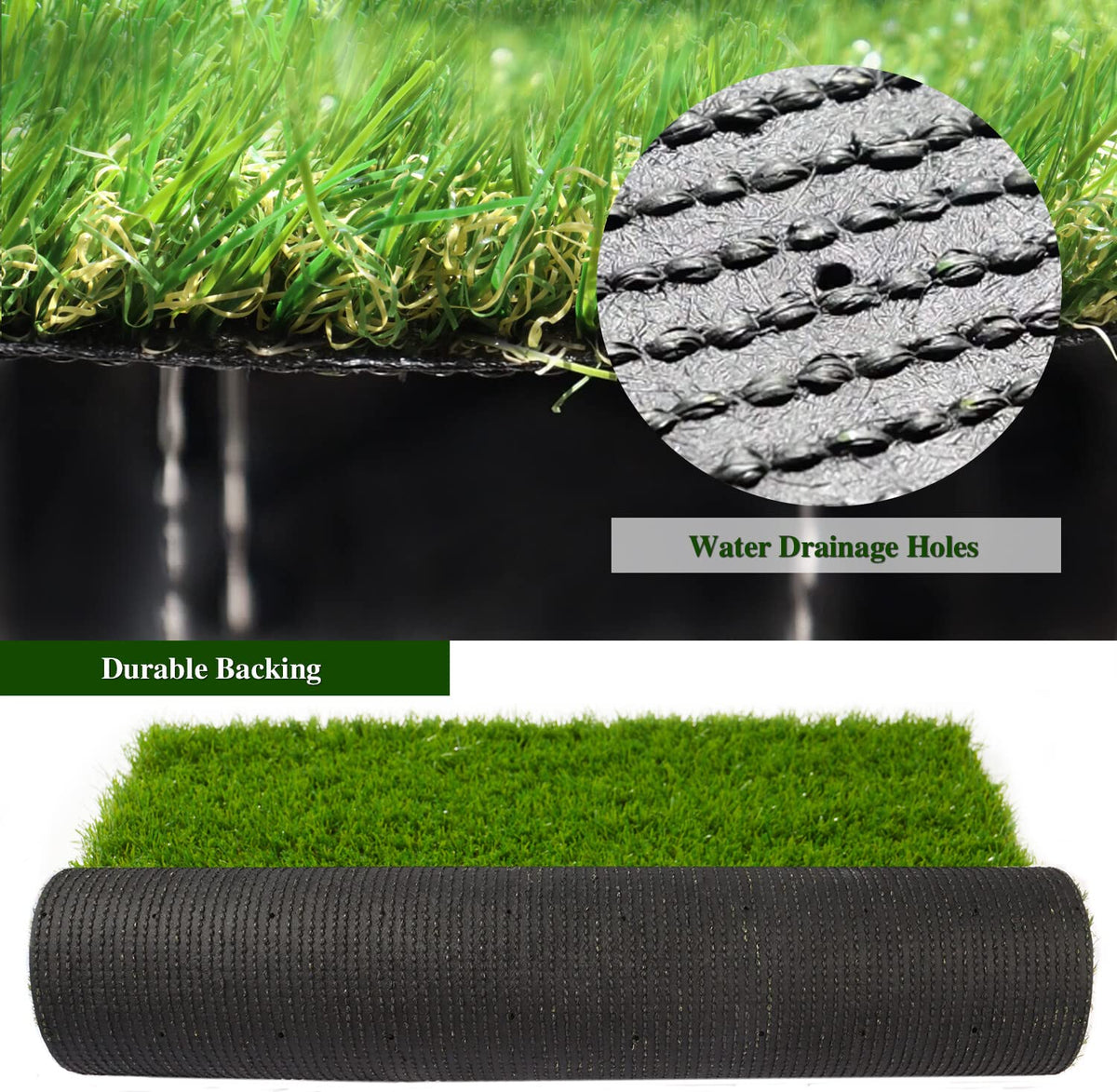 Artificial Grass for Pet Dogs 11' x 34', FREADEM Thick Synthetic Fake Grass Turf with Drain Holes, Indoor Outdoor Lawn Landscape for Gym Patio Balcony Playground Backyard, Height 1.38 Inch, Customized