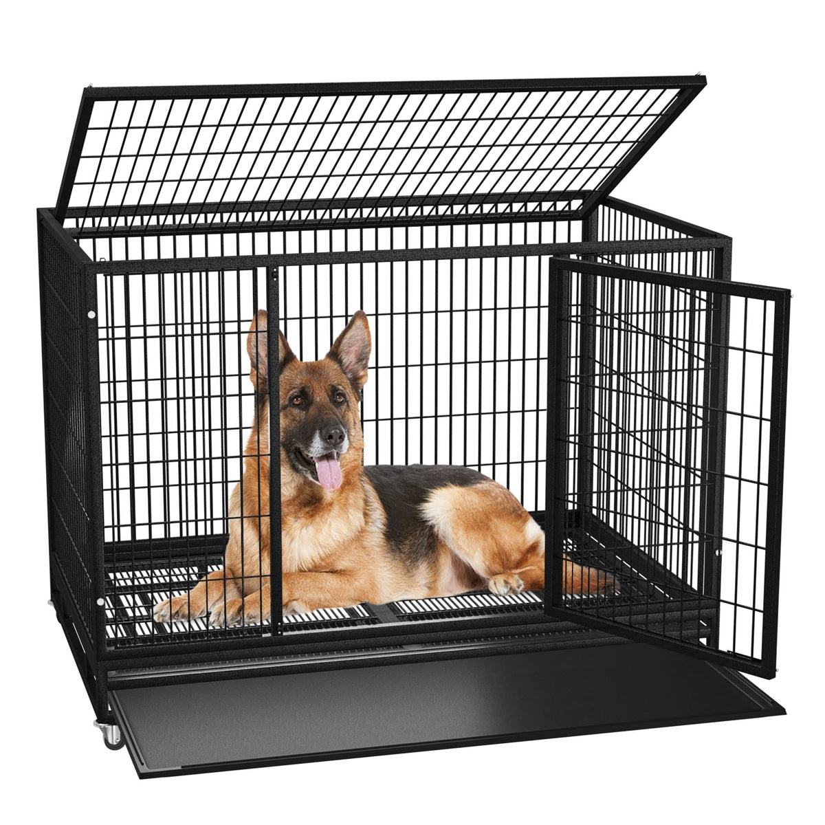 54" Heavy Duty Dog Crate, Indestructible Kennel for Giant Dogs