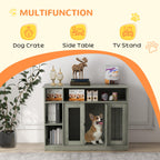 47-Inch Dog Crate Furniture with Storage for Medium and Large Dogs, Gray