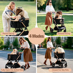 3 in 1 Pet Stroller with Detachable Carrier for Small Dogs and Cats, Khahi