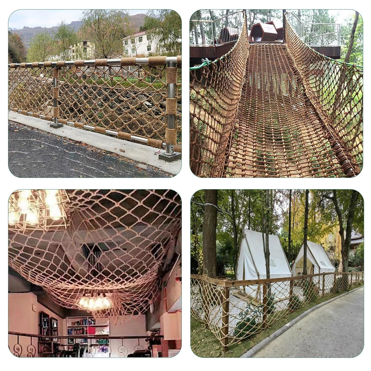 16x26FT Outdoor Safety Net - Anti-Fall Climbing & Balcony Protection, Durable Jute Hemp Rope Mesh for Kids, Pets, Trucks & Trailers, Retro Design