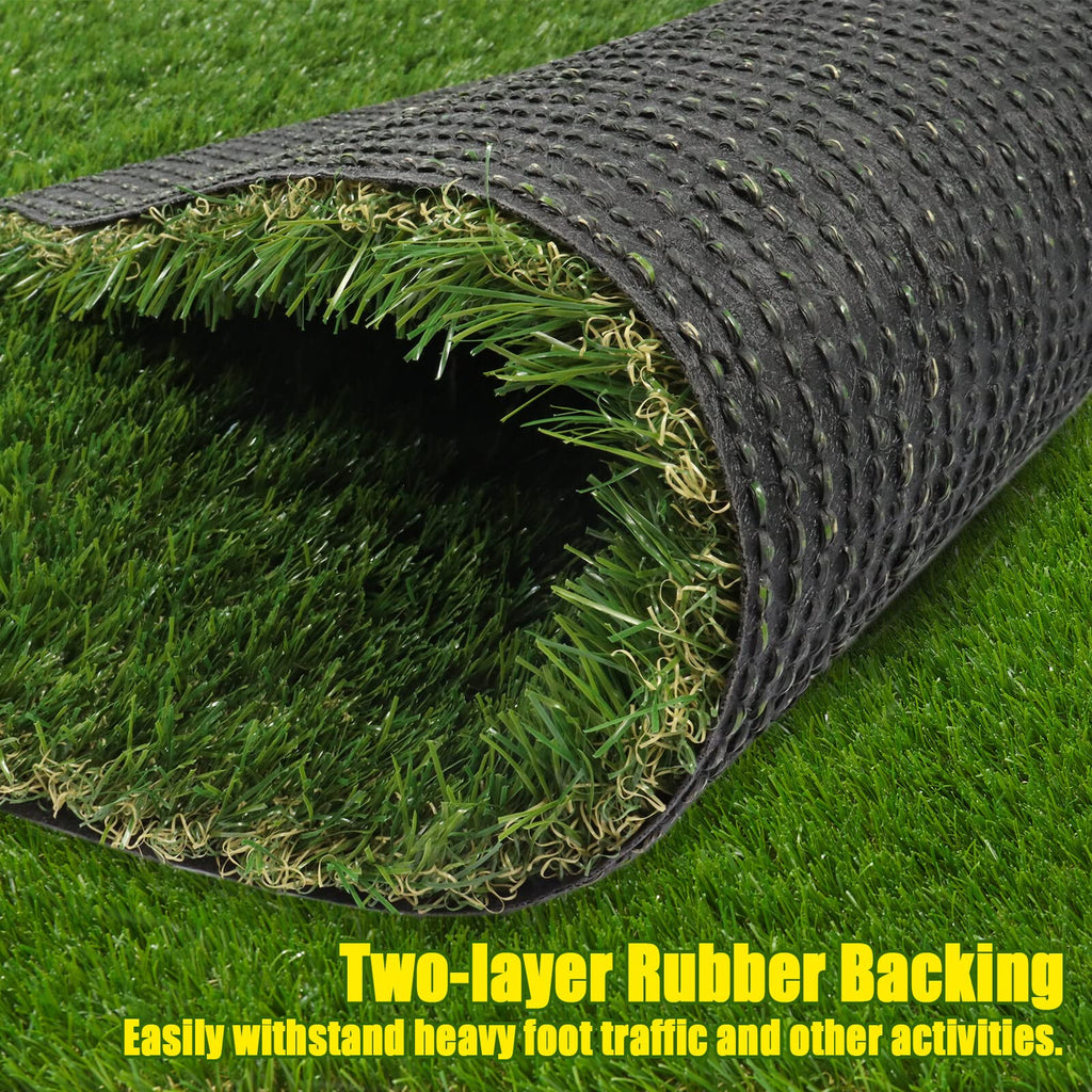 Artificial Grass Synthetic Thick Fake Grass Rug 8 FT x 47 FT, FREADEM Dog Artificial Turf Grass Mat with Drainage, for Outdoor Lawn, Garden, Patio, Landscape, Balcony, Pet Mat, 1.38" Pile Height