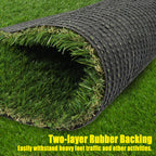 Artificial Grass Synthetic Thick Fake Grass Rug 8 FT x 47 FT, FREADEM Dog Artificial Turf Grass Mat with Drainage, for Outdoor Lawn, Garden, Patio, Landscape, Balcony, Pet Mat, 1.38" Pile Height