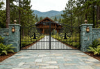 20x7ft BiParting Driveway Gate Galvanized Steel Deer Design with Frame
